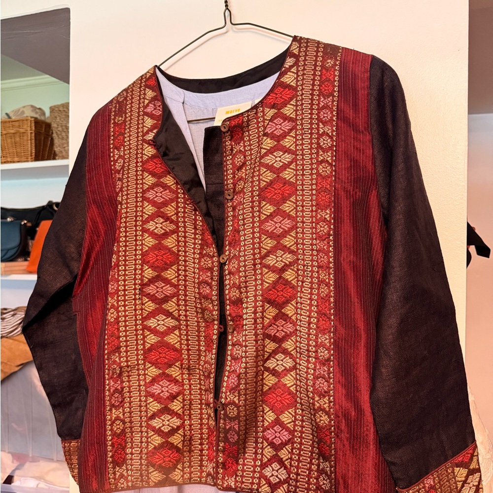 Women's Red and Black Jean Jacket